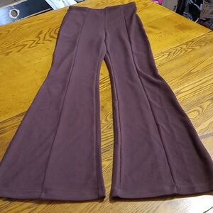 HALARA Pants Womens FLARED LEG XS EXTRA SMALL BROWN Ribbed Exercise Yoga NEW